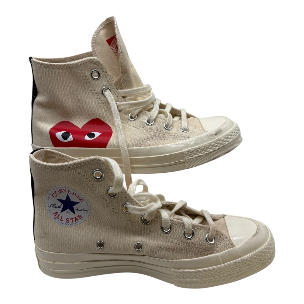 Converse Chuck 70 Hi Comme des Garcons PLAY‎ Sneakers Beige Heart Logo Size 5